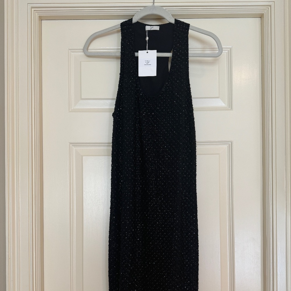 Joie Peri F Beaded & Sequined Silk Sleeveless Scoop Neck Racerback Mini Dress S